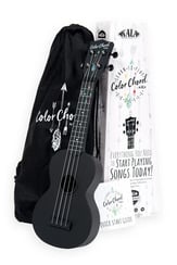 Learn to Play Color Chord Soprano Ukulele Matte Black with bag